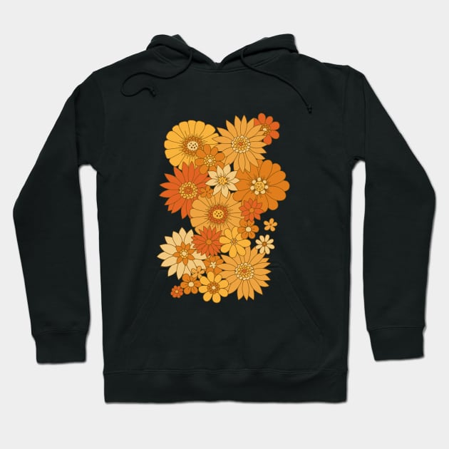 70s Retro Daisy Floral - Harvest Hoodie by latheandquill